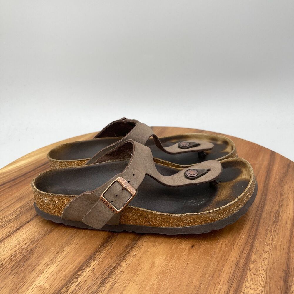 Birkenstock Gizeh Sandals Womens Size 6 / 37 Brown Leather Thong Casual Walking